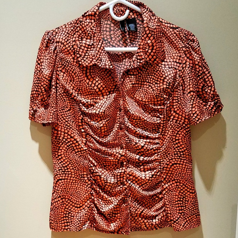 Printed Button-Down Blouse